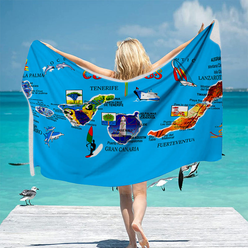 Strandtuch mit einzigartigem geografischen Motiven Brehn