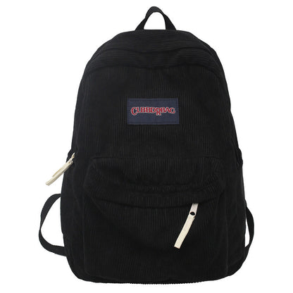 Cord-Rucksack – Schulrucksack mit geräumigem Hauptfach, vorderem Reißverschlussfach und gepolsterten Schulterriemen
