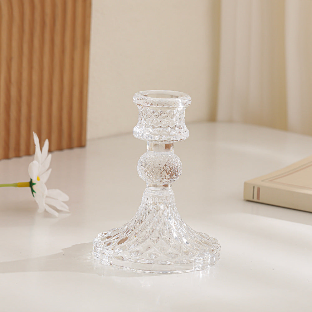 Kristallschnitt-Glas-Teelichthalter mit geripptem Fuß Brehn