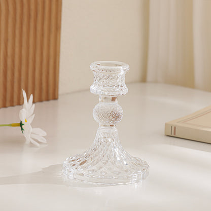 Kristallschnitt-Glas-Teelichthalter mit geripptem Fuß Brehn
