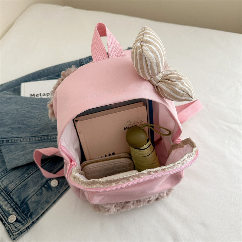 Rucksack mit Niedlichem Tierohren-Design und Weicher Fleece-Applikation Brehn