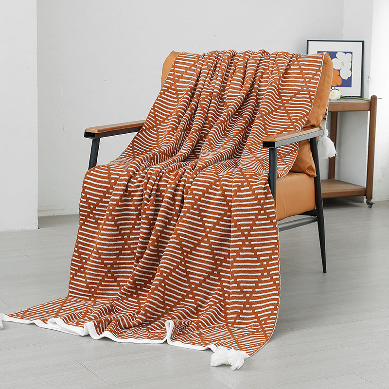 Damen Strickdecke mit geometrischem Muster Brehn