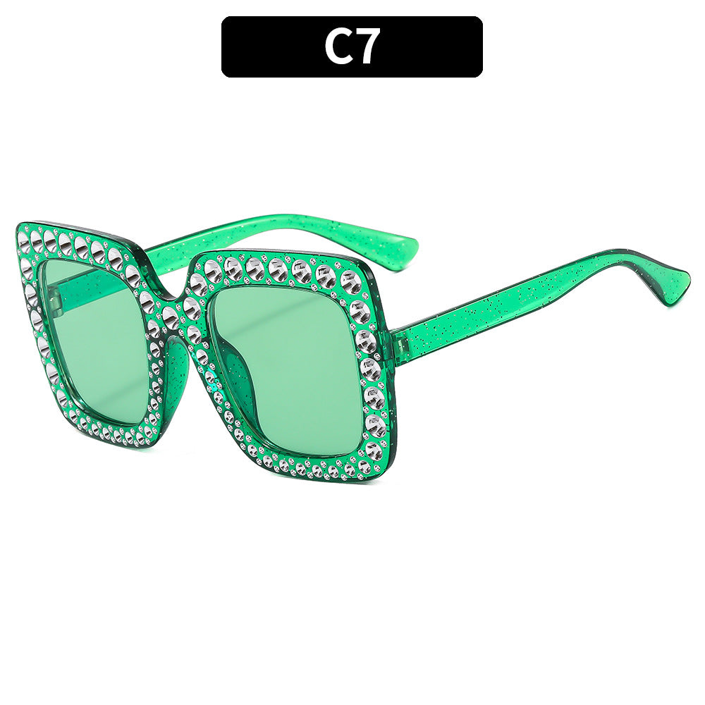 Steinbesetzte Übergroße Quadratische Sonnenbrille