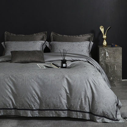 Luxuriöses Satin-Bettwäsche-Set mit Jacquard-Blumenmuster und verdecktem Reißverschluss