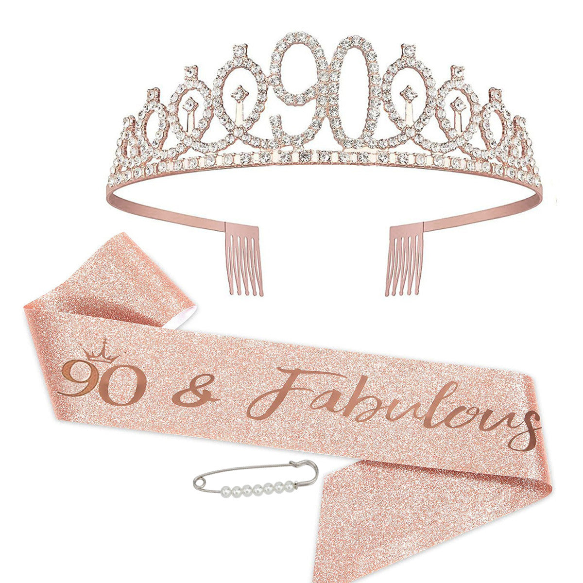 Damen Kristallverzierte Geburtstagskrone mit personalisiertem Sash Brehn