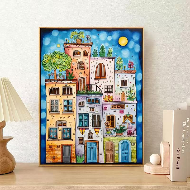 Verspielter Urbaner Landschaft Leinwand Kunstdruck Brehn
