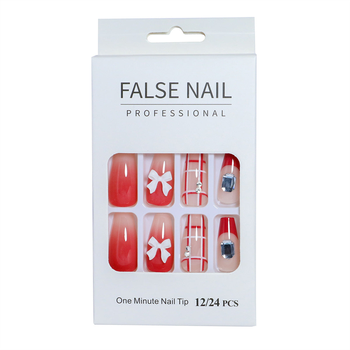 Dekorativer Press-On-Nagelset mit 3D-Akzenten Brehn