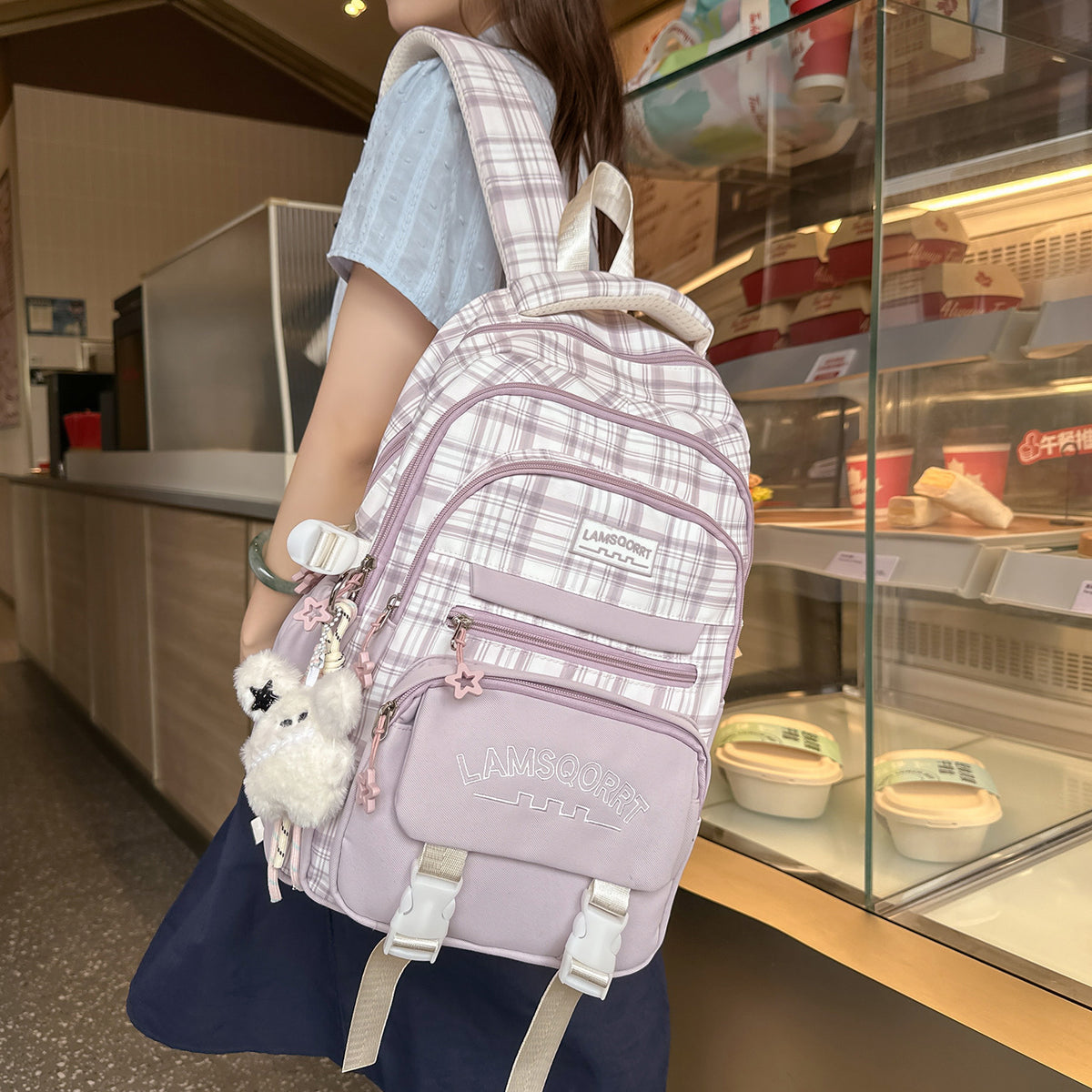 Stylische Karomuster-Rucksack Brehn