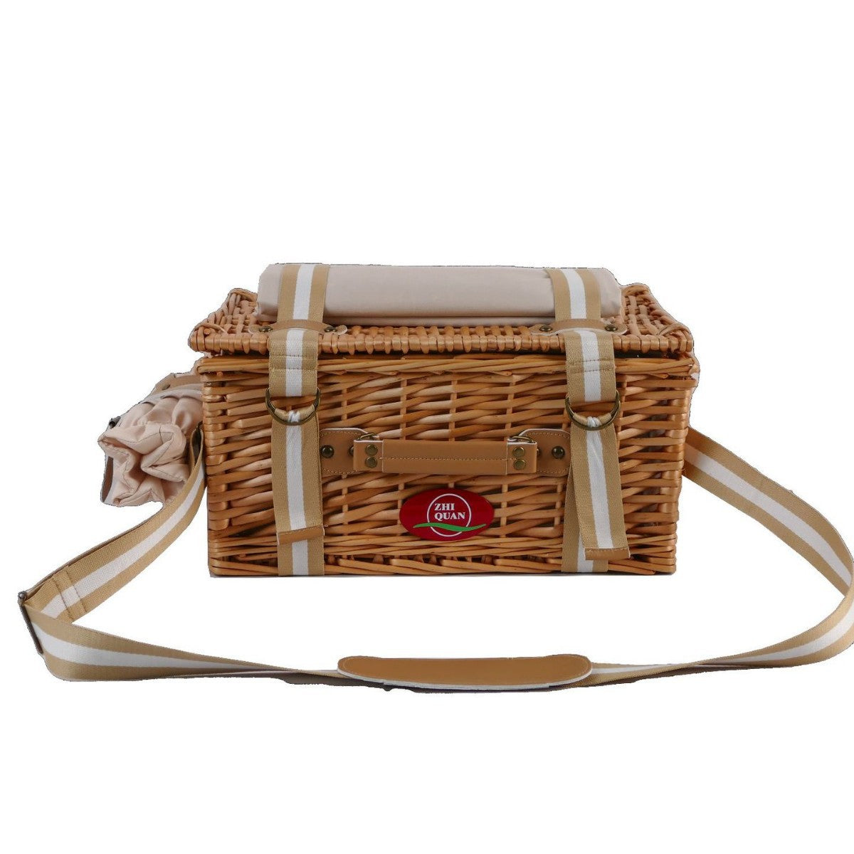 Damen Picknickkorb mit integriertem Geschirrset und stilvollem Leder-Detail Brehn