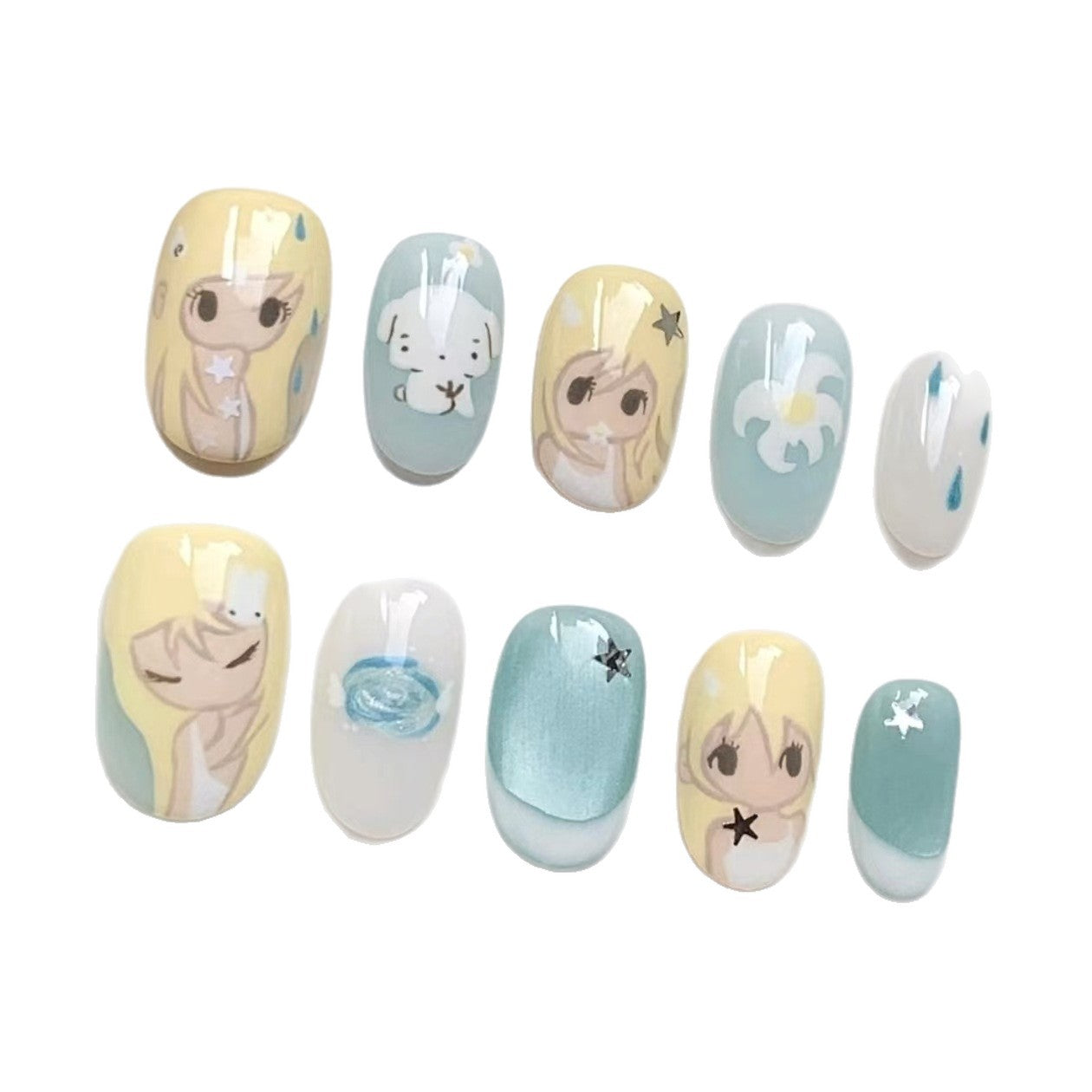 Kreative Cartoon Press-On Nagelkunst Brehn