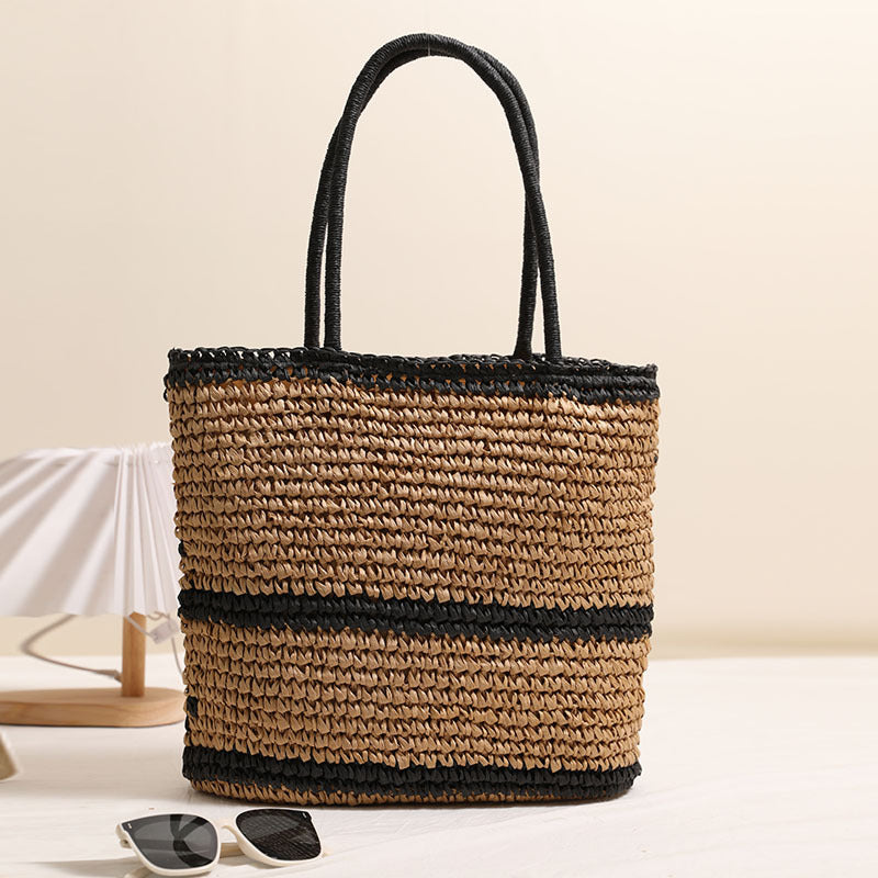 Handgefertigte Basttasche mit Geometrischem Muster Brehn