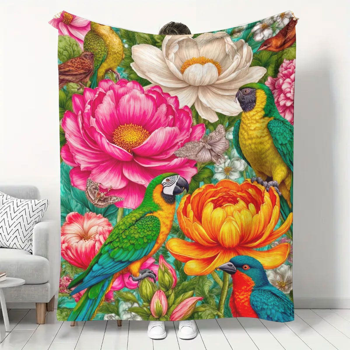 Blumenmuster Fleece-Decke