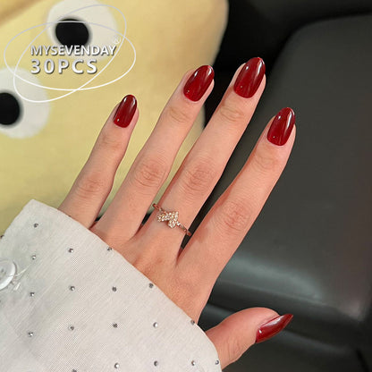 Glänzendes rotes Press-On-Nagelset Brehn