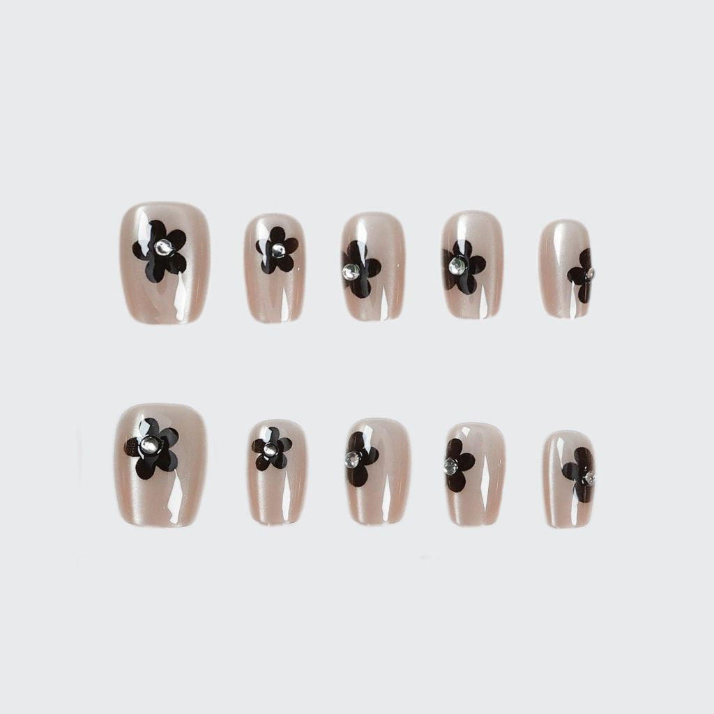 Floral Glitter Press-On Nail Art Brehn