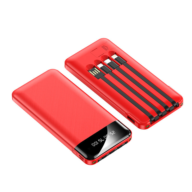Tragbare Powerbank mit Integrierten Ladekabeln und Digitalem Display Brehn