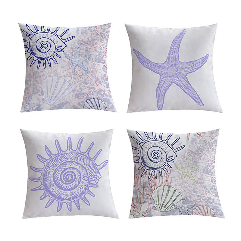 Quadratischer Dekorativer Kissenbezug mit maritimem Seestern‑Print aus pflegeleichtem Polyester Brehn