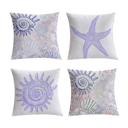 Quadratischer Dekorativer Kissenbezug mit maritimem Seestern‑Print aus pflegeleichtem Polyester Brehn