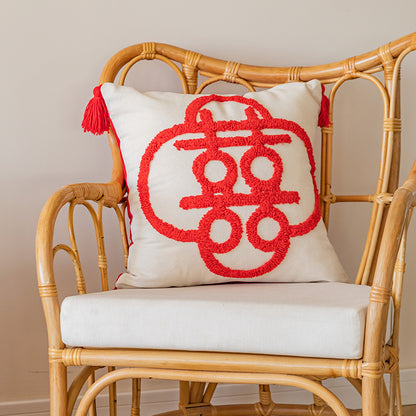 Gestopfter Loop-Monogram-Fransen-Eck-Dekokissen