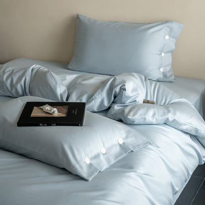 Hotel-Qualitäts Baumwollsatin Bettdeckenbezug Set mit Knopfverschluss & Kissenbezüge