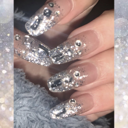 Glitzernde, mit Strass verzierte Press-On-Nagel-Set Brehn