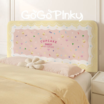 Padded Decorative Cupcake Headboard Cover with Scalloped Frame and Soft Upholstery