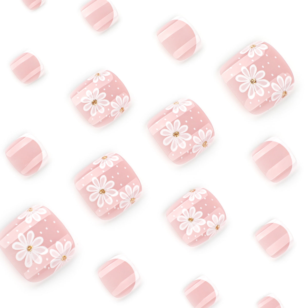 Kunstvolle Fußnagelkunst mit eleganten Gänseblümchen-Motiven Brehn