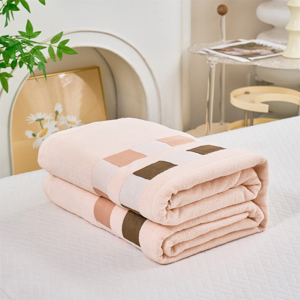 Oversized Texturiertes Baumwoll-Wurfdecke