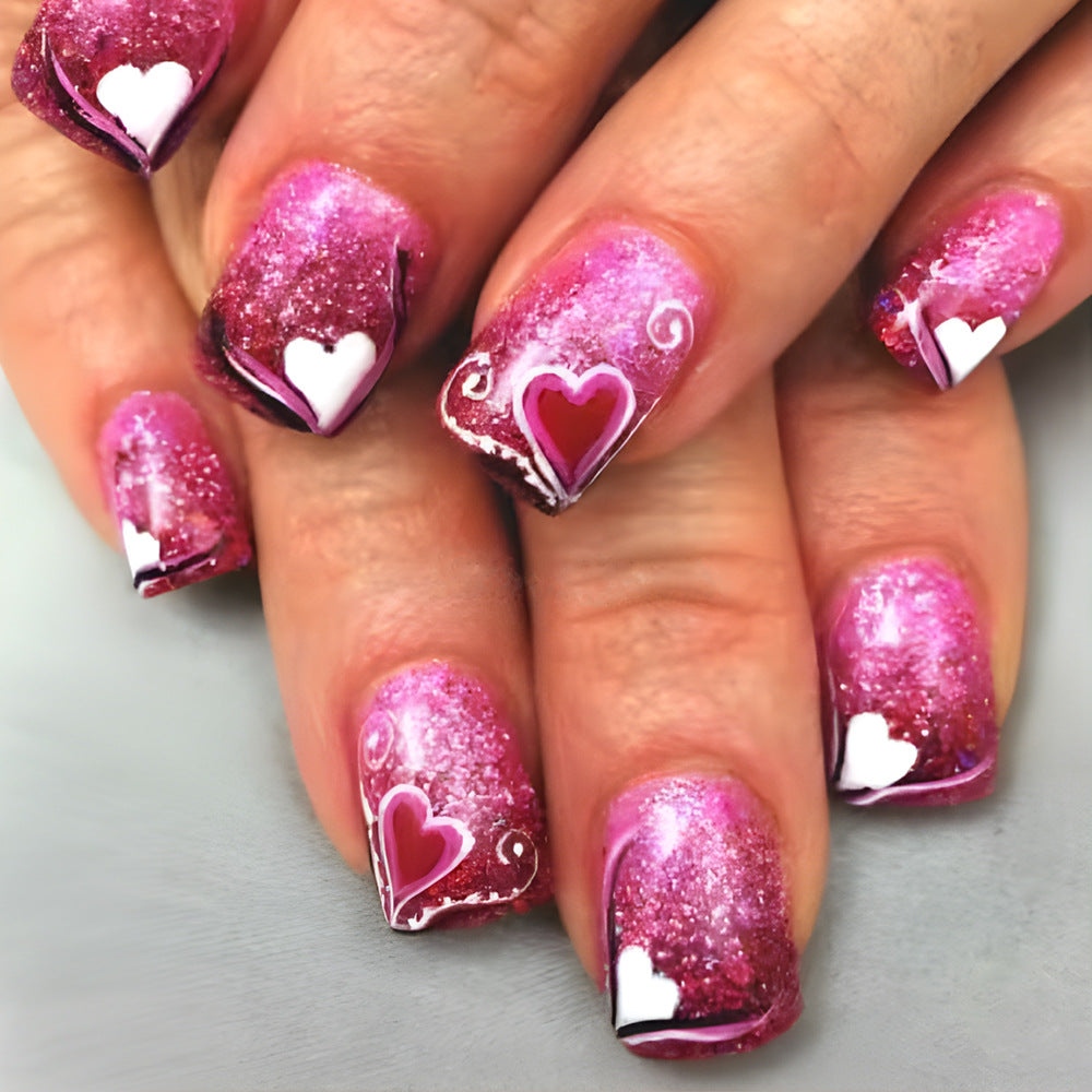 Herz-Themen Glitzer Nagelkunst Set Brehn