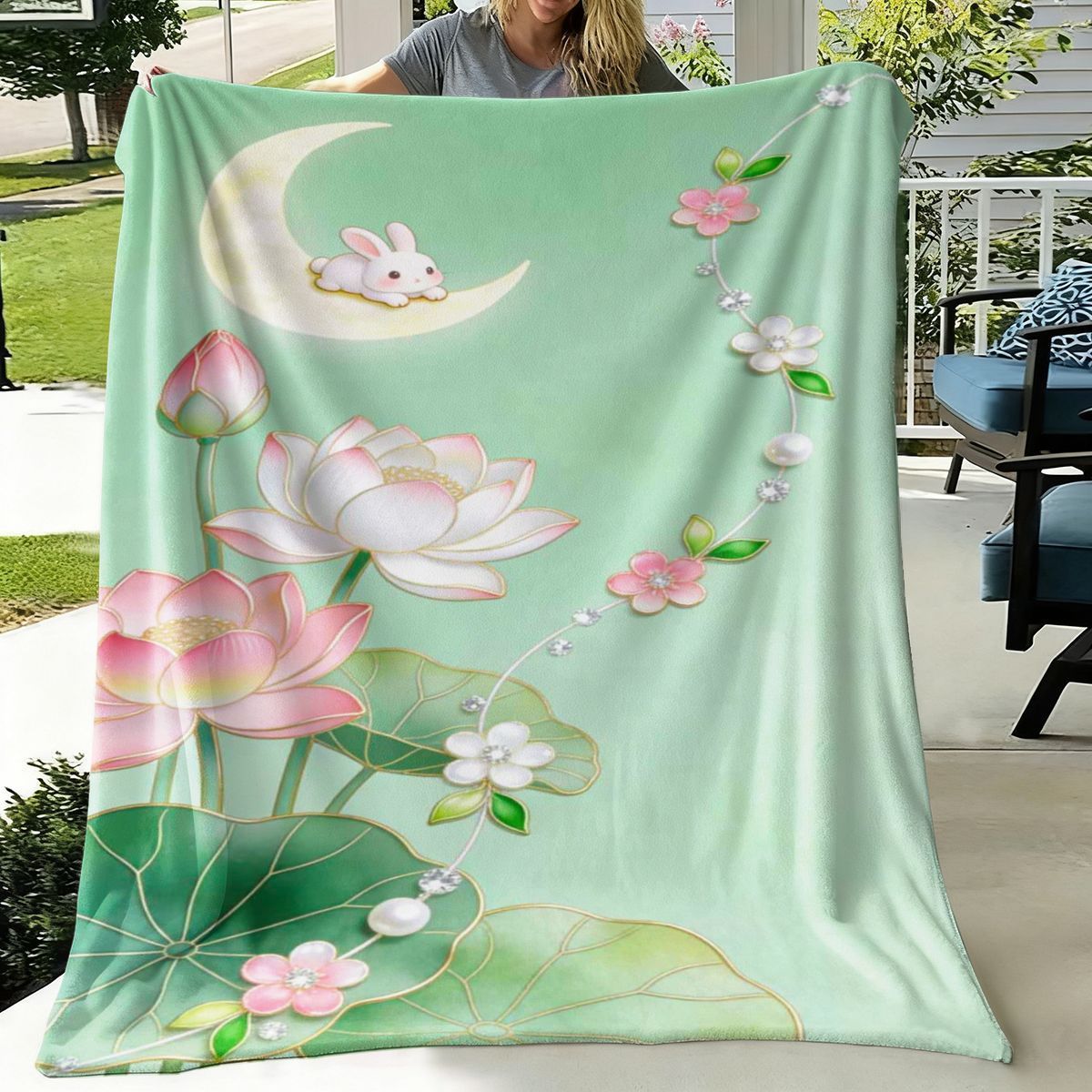 Elegante Blumenmuster Fleece Decke