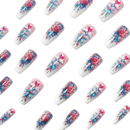 Künstlerische florale Acryl-Nagelkunst Brehn