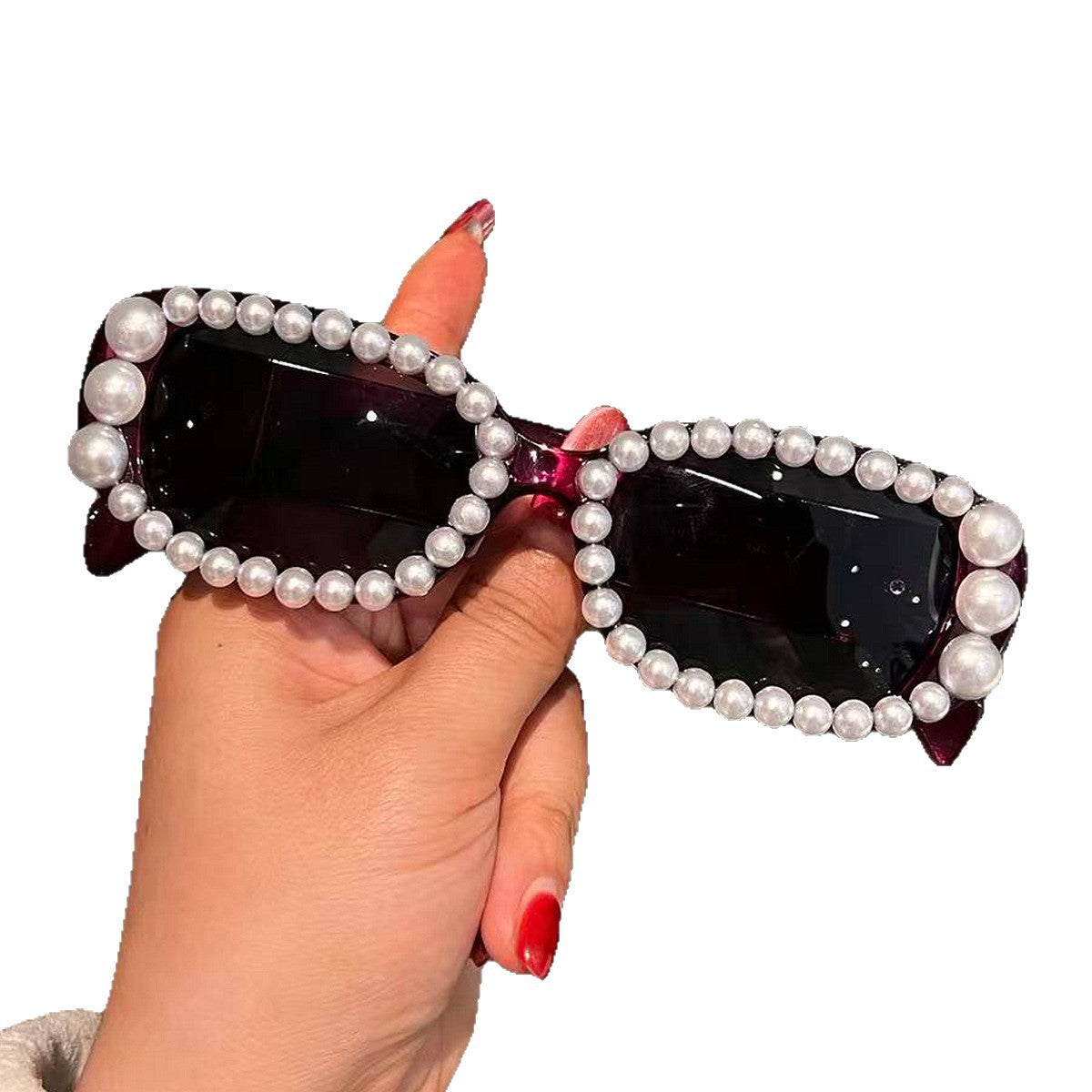 Damen modische Sonnenbrille mit luxuriösem Perlenrahmen Brehn