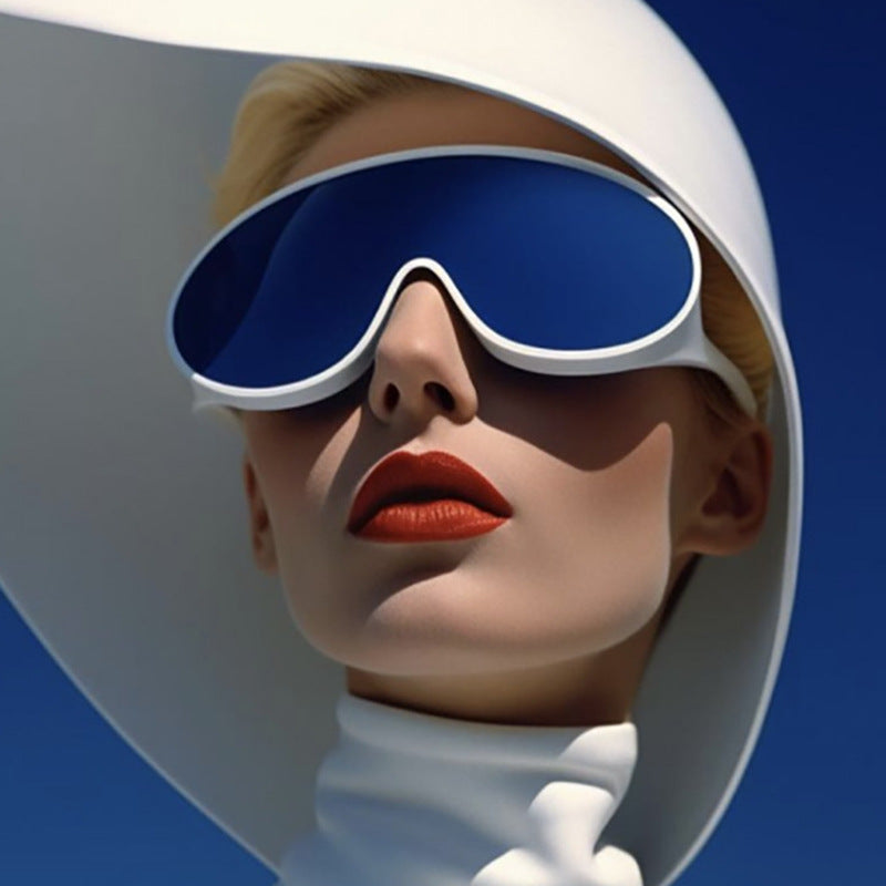 Damen futuristische Sonnenbrille mit großflächigen Gläsern und ergonomischem Rahmen Brehn