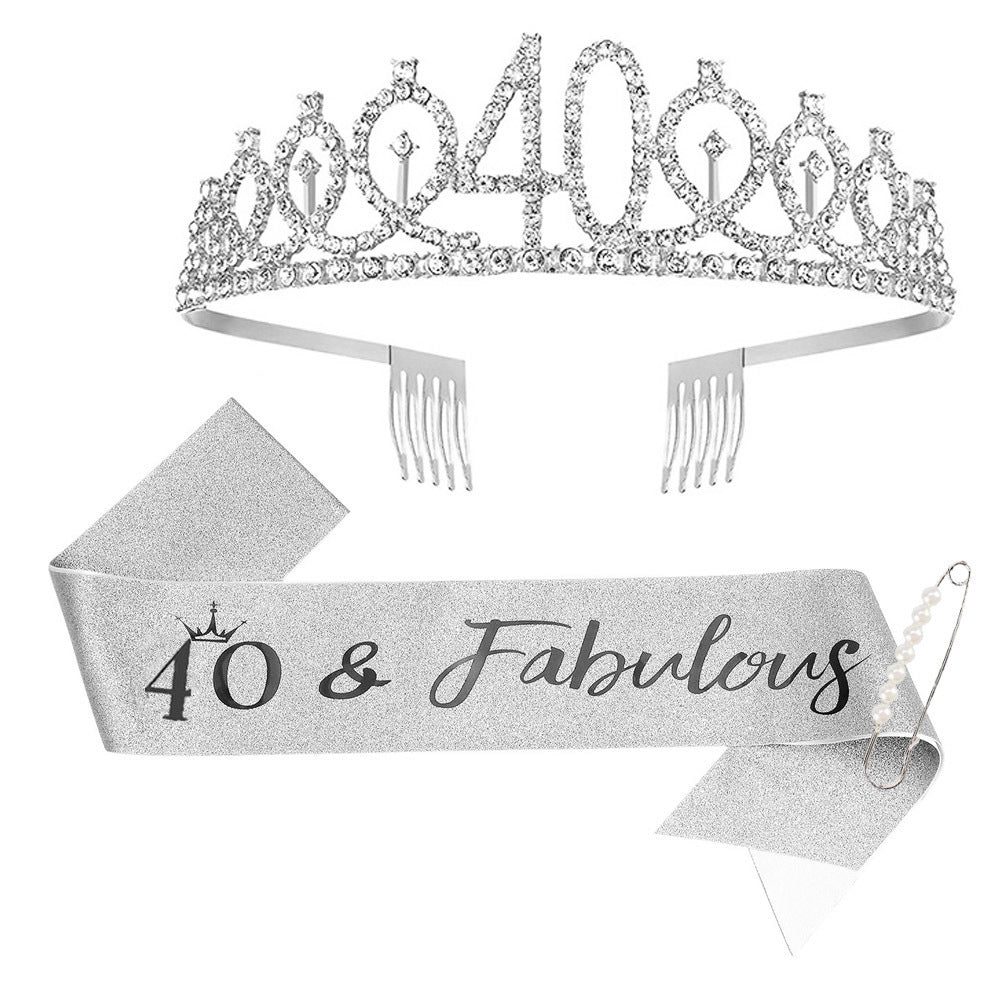 Damen Glitzernde Tiara mit personalisiertem 80. Geburtstagsschriftzug Brehn