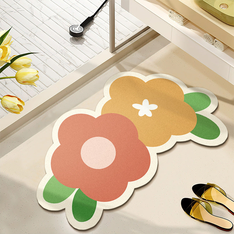 Blumenmuster wasserabsorbierender Badteppich