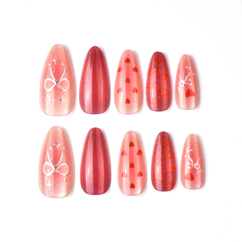 Premium Herz-Themen Press-On Nagelkunst Set