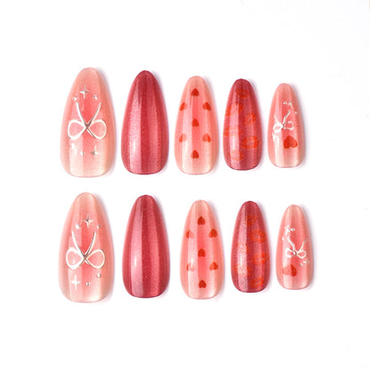 Premium Herz-Themen Press-On Nagelkunst Set