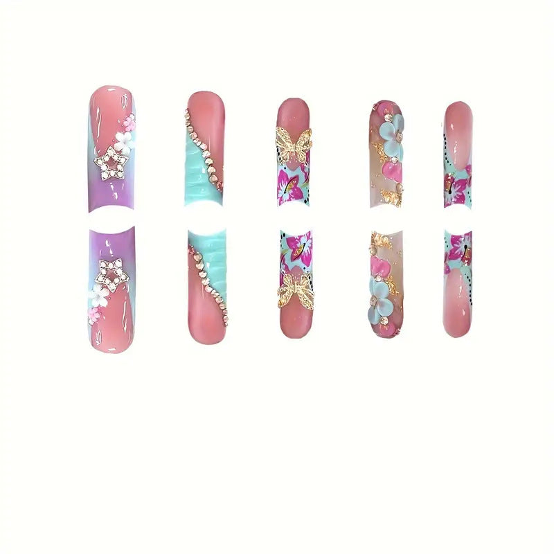 3D Blumendekorative Druck-Nagelkunst Brehn