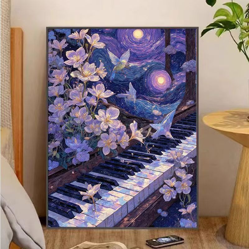 Fantasy-Landschaft Klavier Leinwand Kunstdruck Brehn