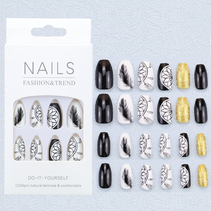 Künstlerisches Grafik Press-On Nagelset Brehn