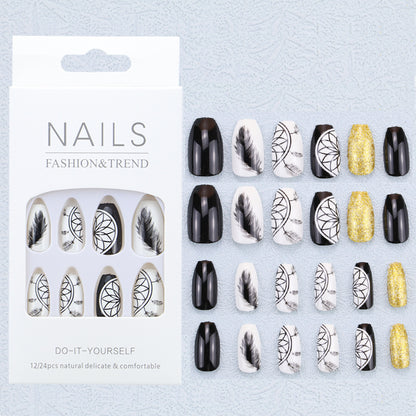 Künstlerisches Grafik Press-On Nagelset Brehn