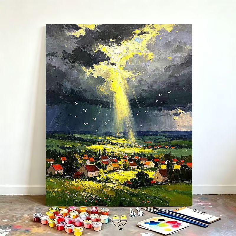 Szenisches Regenbogenlandschaft Malen nach Zahlen Set Brehn