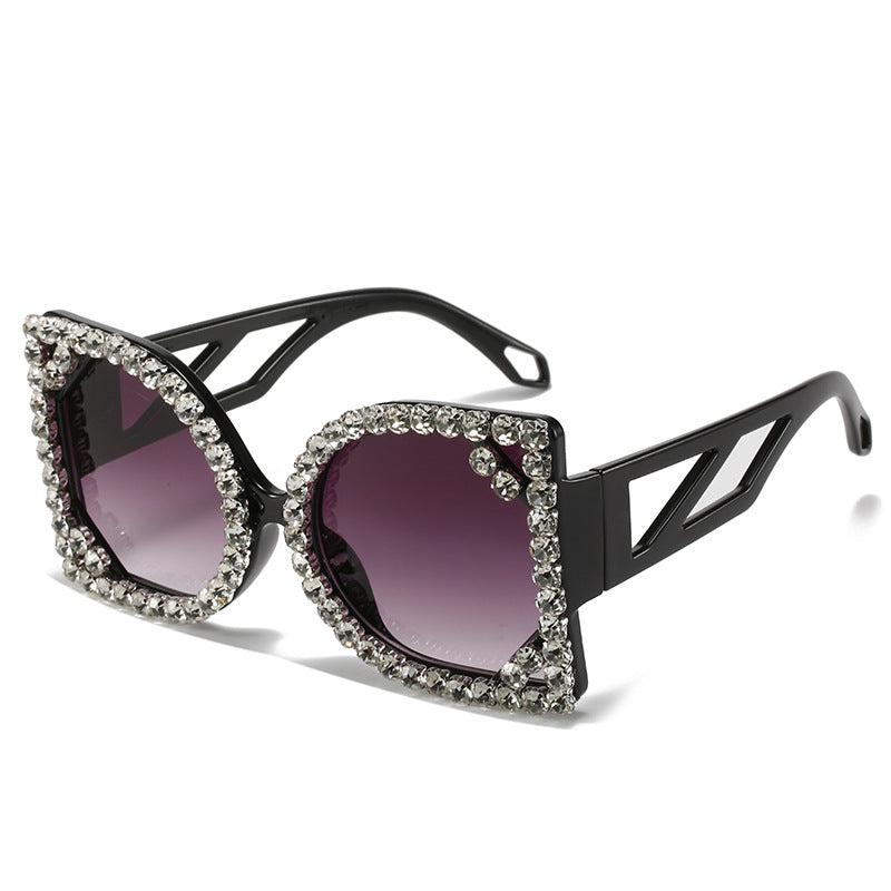 Statement Rhinestone-beschichtete sechseckige Sonnenbrille Brehn
