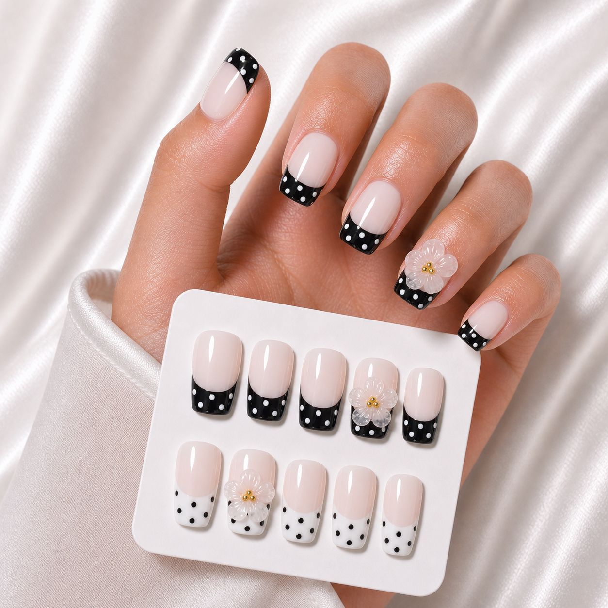 Elegante florale Press-On-Nagelkunst-Set Brehn