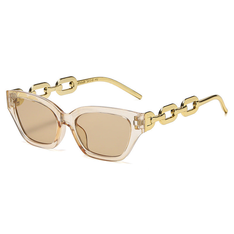 Luxe Fashion Katzenaugen-Sonnenbrille mit Statement-Kette Brehn