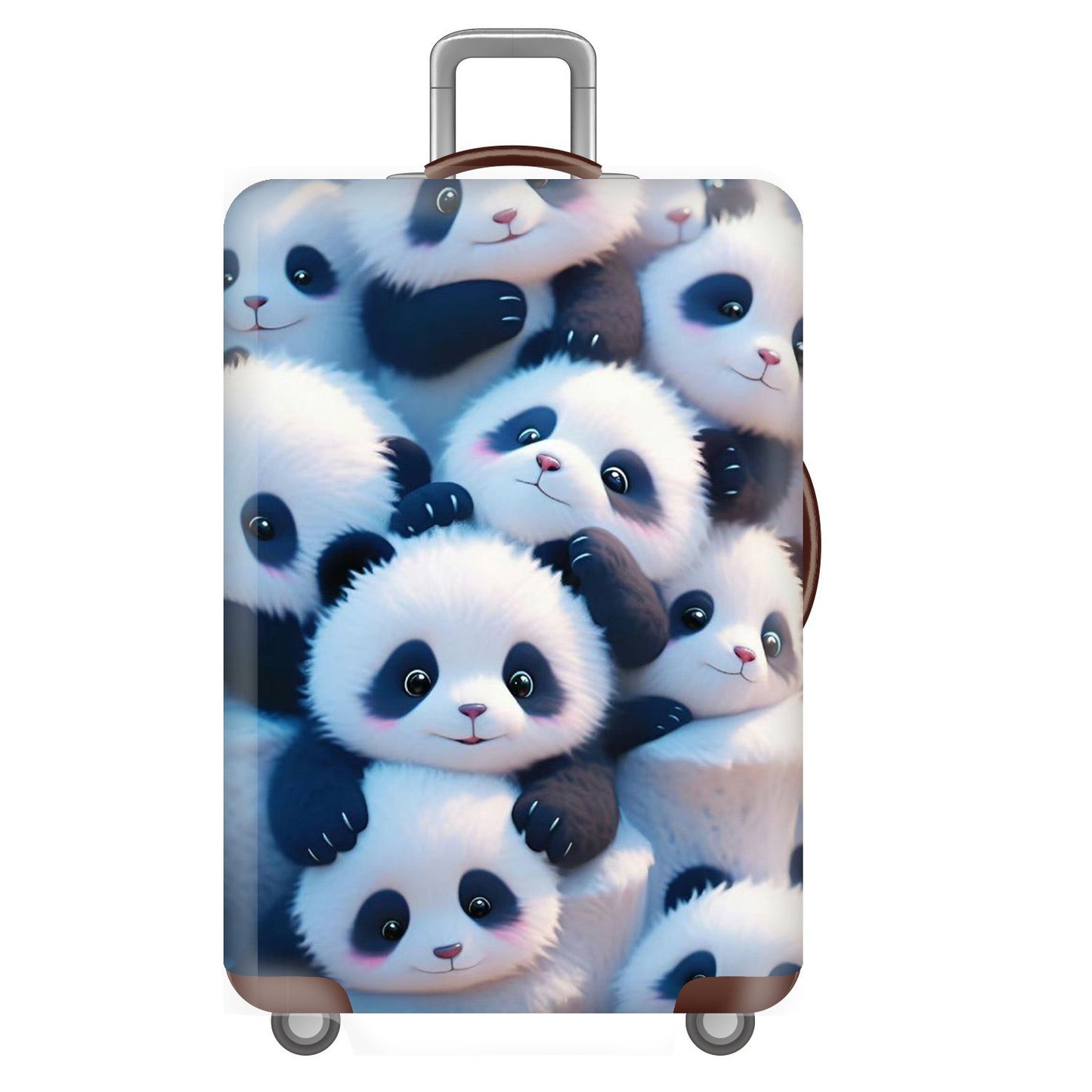 Unisex nan elastische Kofferhülle für Hartschalen-Trolley mit niedlichem Panda-Motiv, dehnbarer Schutzüberzug mit Griff‑ und Rollenöffnungen Brehn
