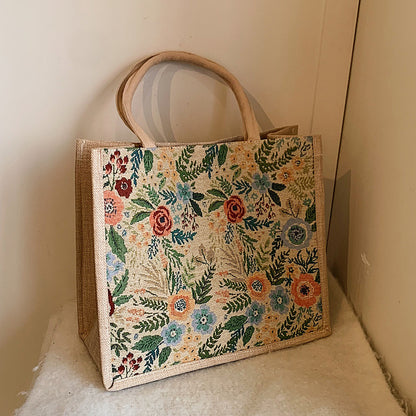 Blumengestickte Canvas Tragetasche