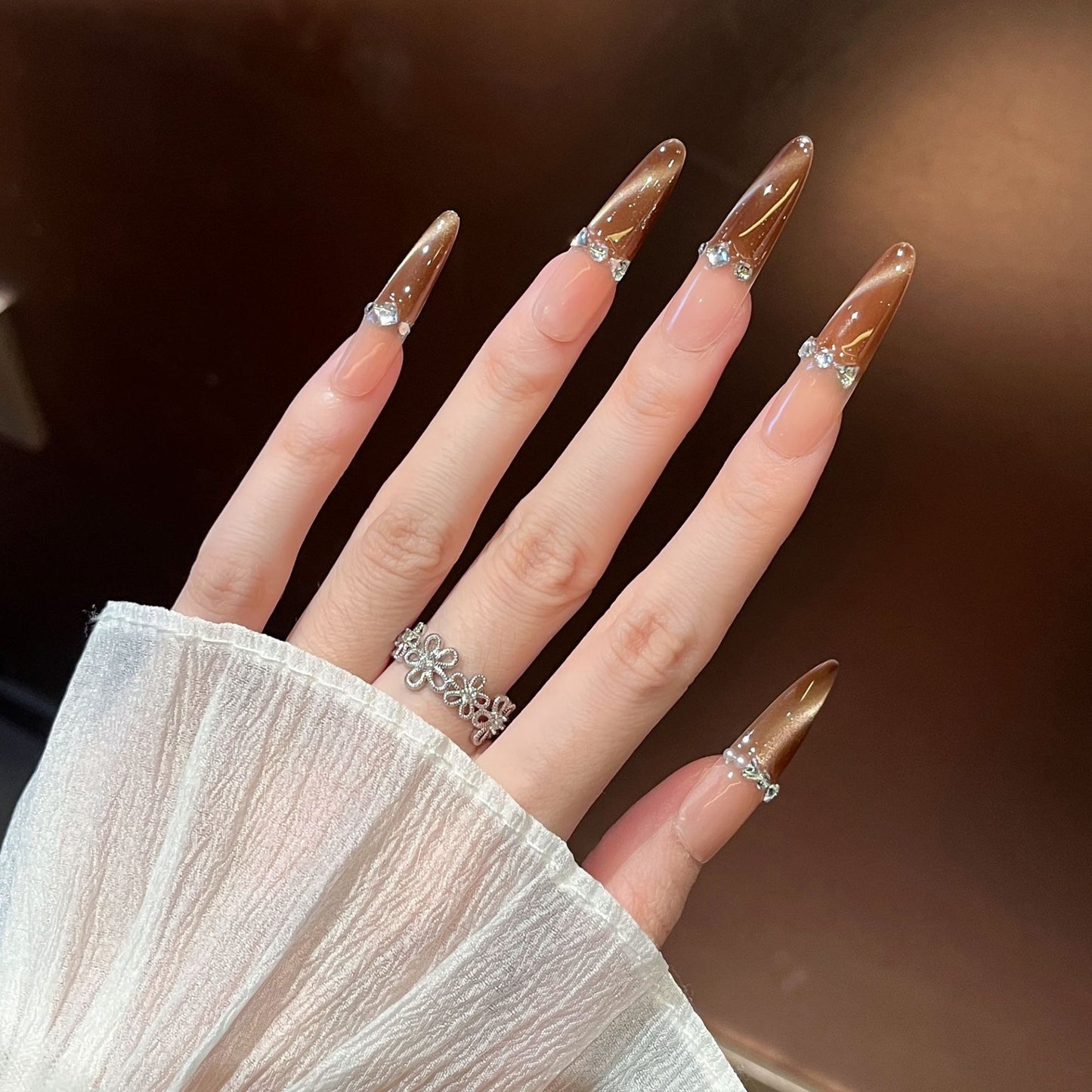 Glamouröse Lange Stiletto Press-On Nagelverlängerungen Brehn 1787316087