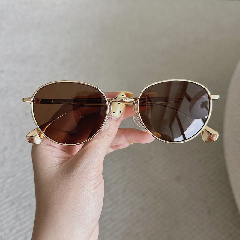 Damen runde Sonnenbrille mit elegantem Metallrahmen und UV-Schutz Brehn