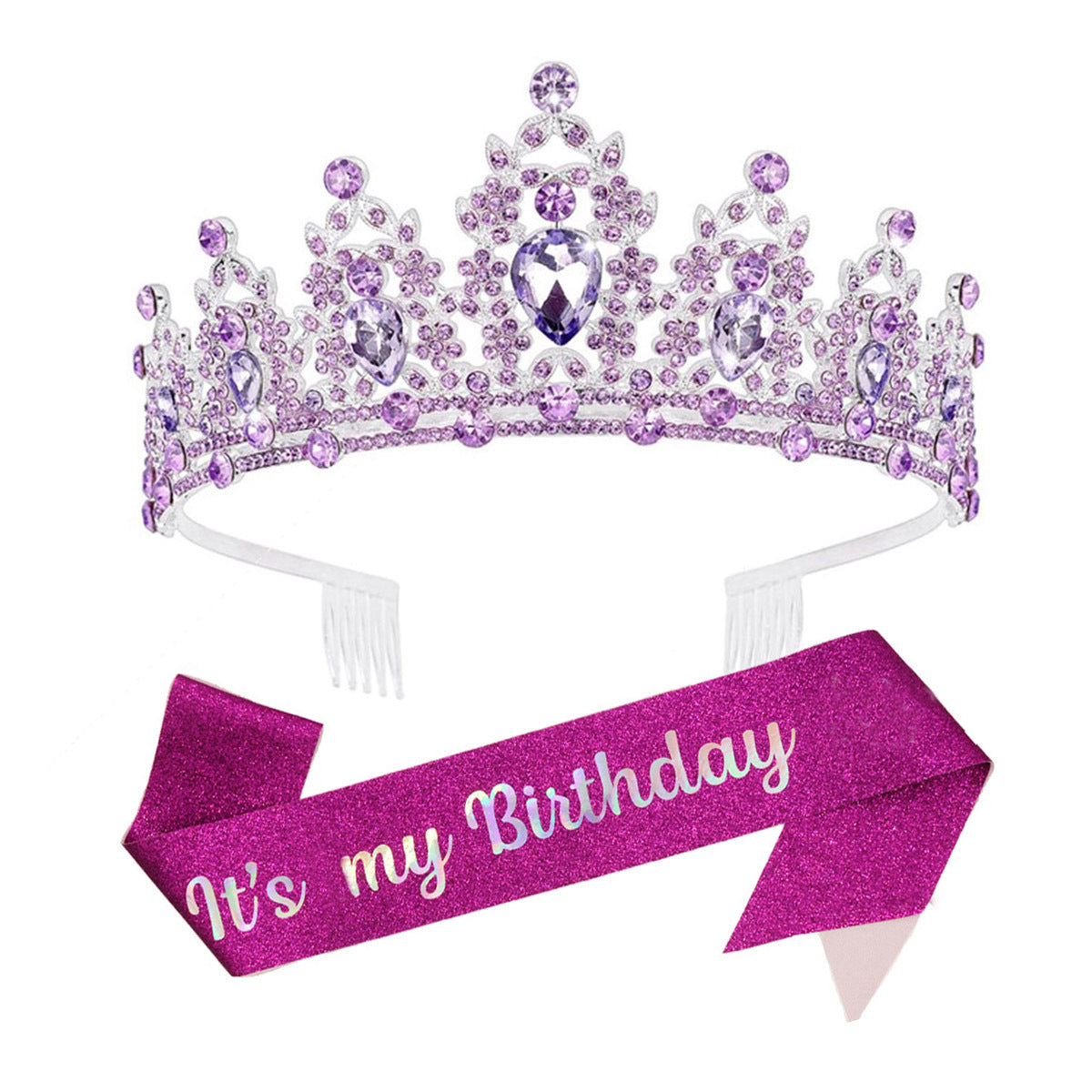 Damen Schwarz verzierte Tiara mit edlem Design Brehn
