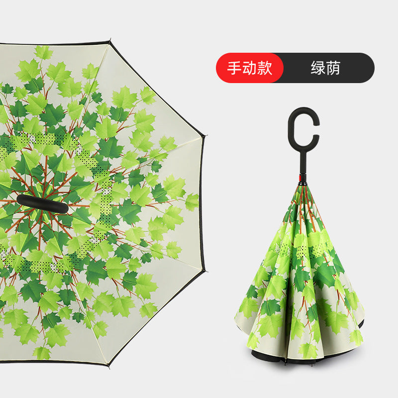 Damen Innovativer Falt-Regenschirm mit kreativer Blättergrafik Brehn